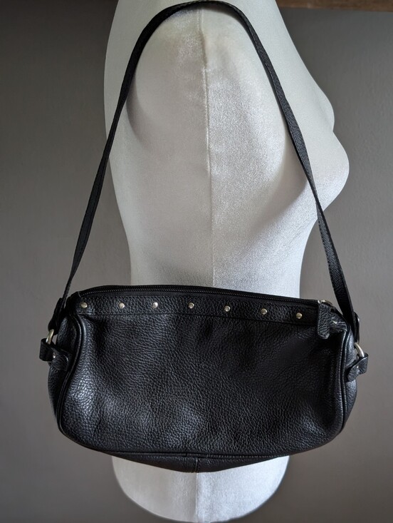 Cristian Handbags - Y2K 90s Grunge Vintage Black Leather Studded Shoulder Bag Made In Italy